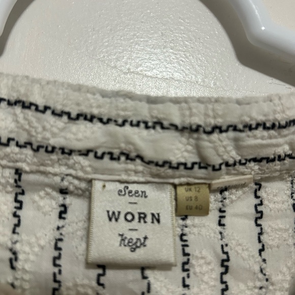 Anthropologie seen worn kept button down embroidered top size us‎ 8 - Picture 3 of 6